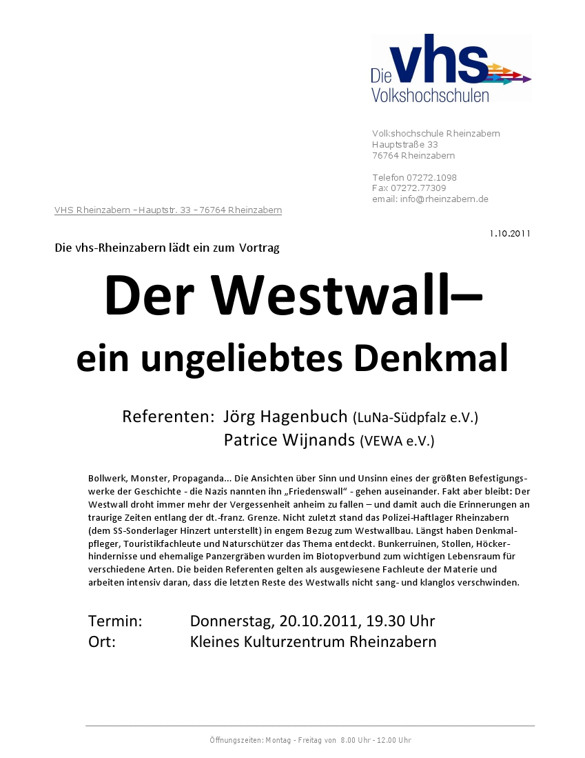 Vortrag Westwall 20.10.11